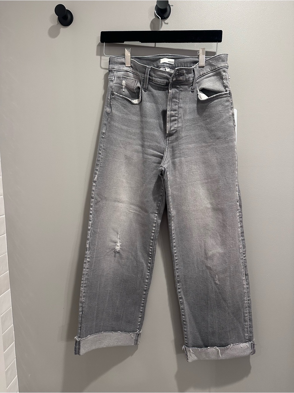 Edyson Vincent High Rise Wide Leg Jeans in Light Gray